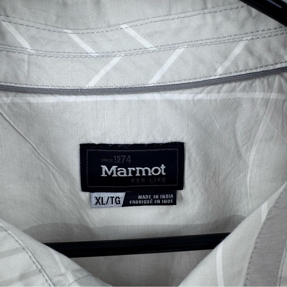 Marmot Gray & Wht ShortSleeve Button Down Shirt- Size X- Large - Picture 5 of 6